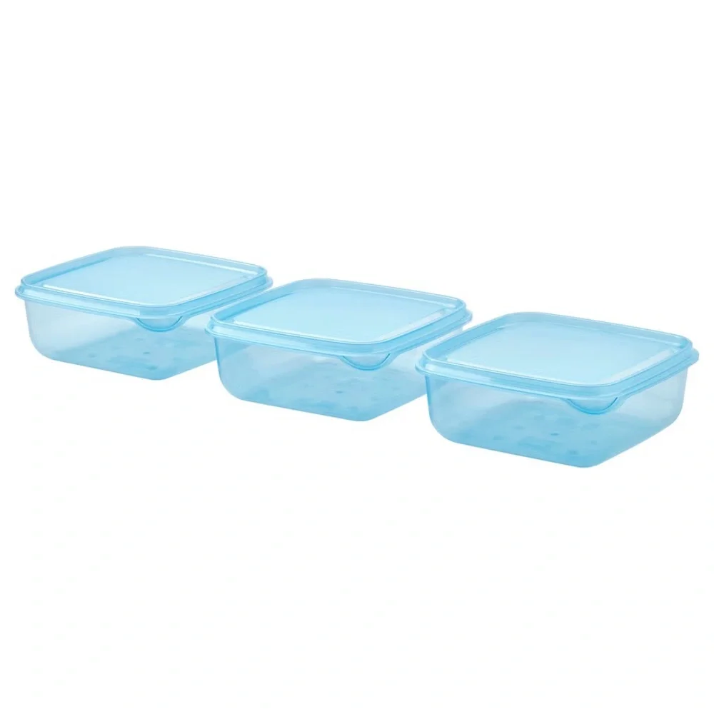 IKEA Blue Stackable Plastic Food Containers with Lids